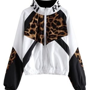 Zaful Leopard Color Block Windbreaker NWT